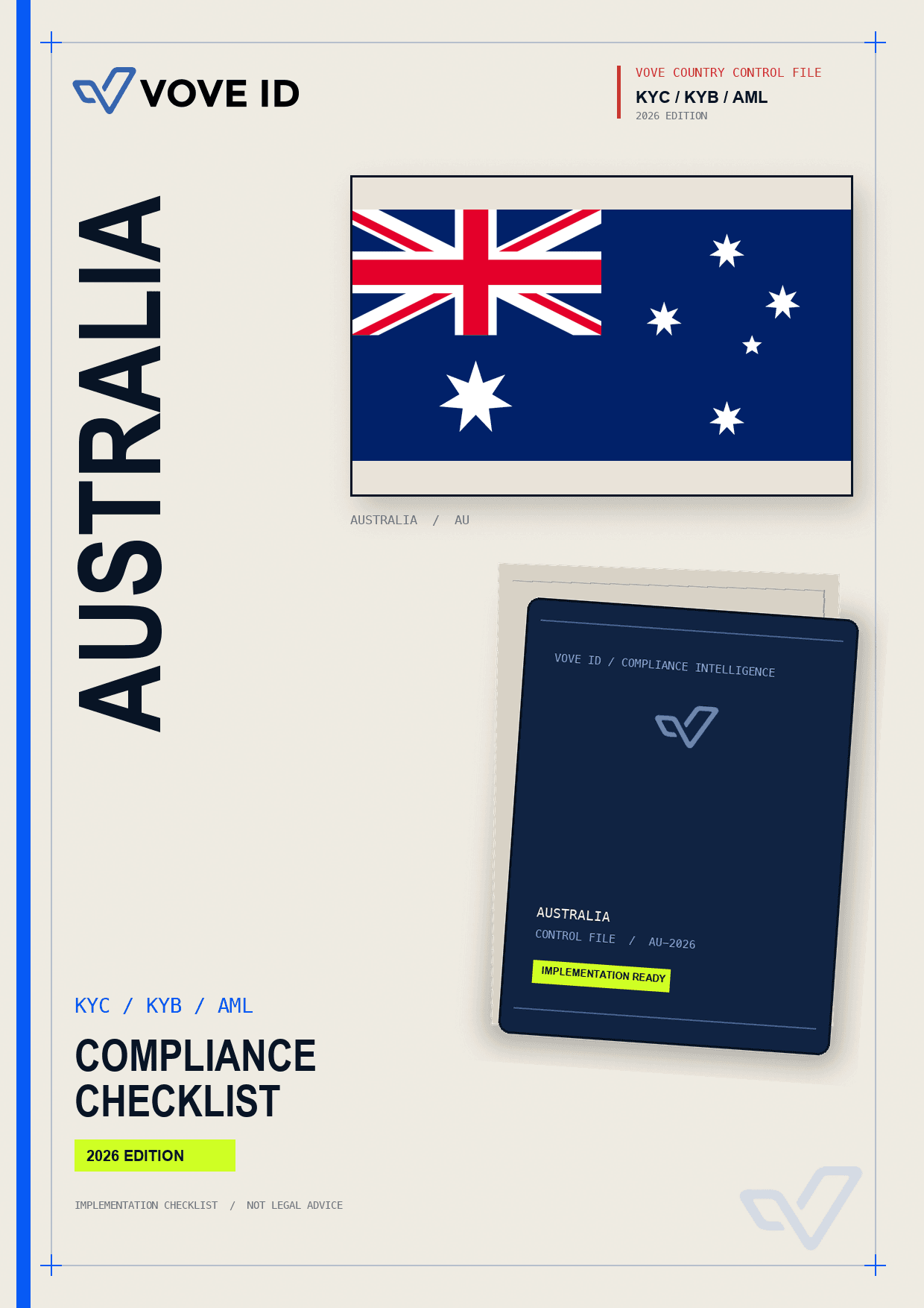 Australia KYC, KYB and AML compliance checklist cover
