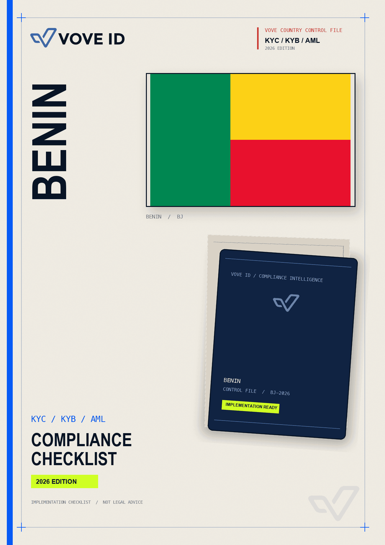Bénin KYC, KYB and AML compliance checklist cover