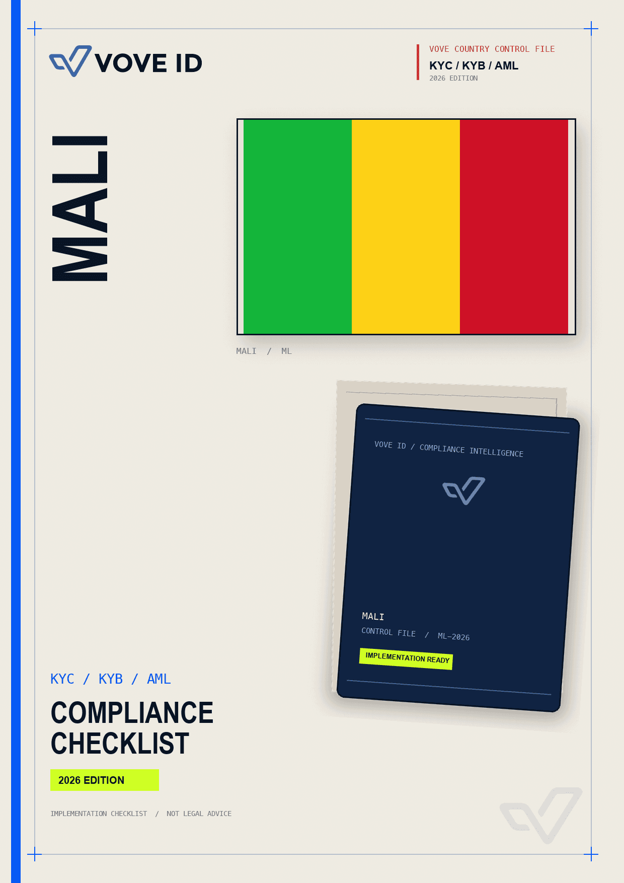 Mali KYC, KYB and AML compliance checklist cover