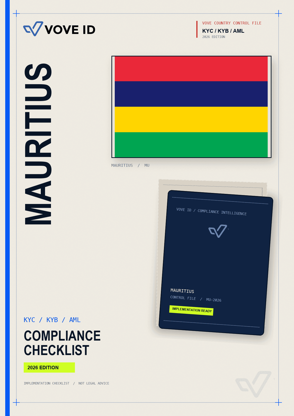 Maurice KYC, KYB and AML compliance checklist cover