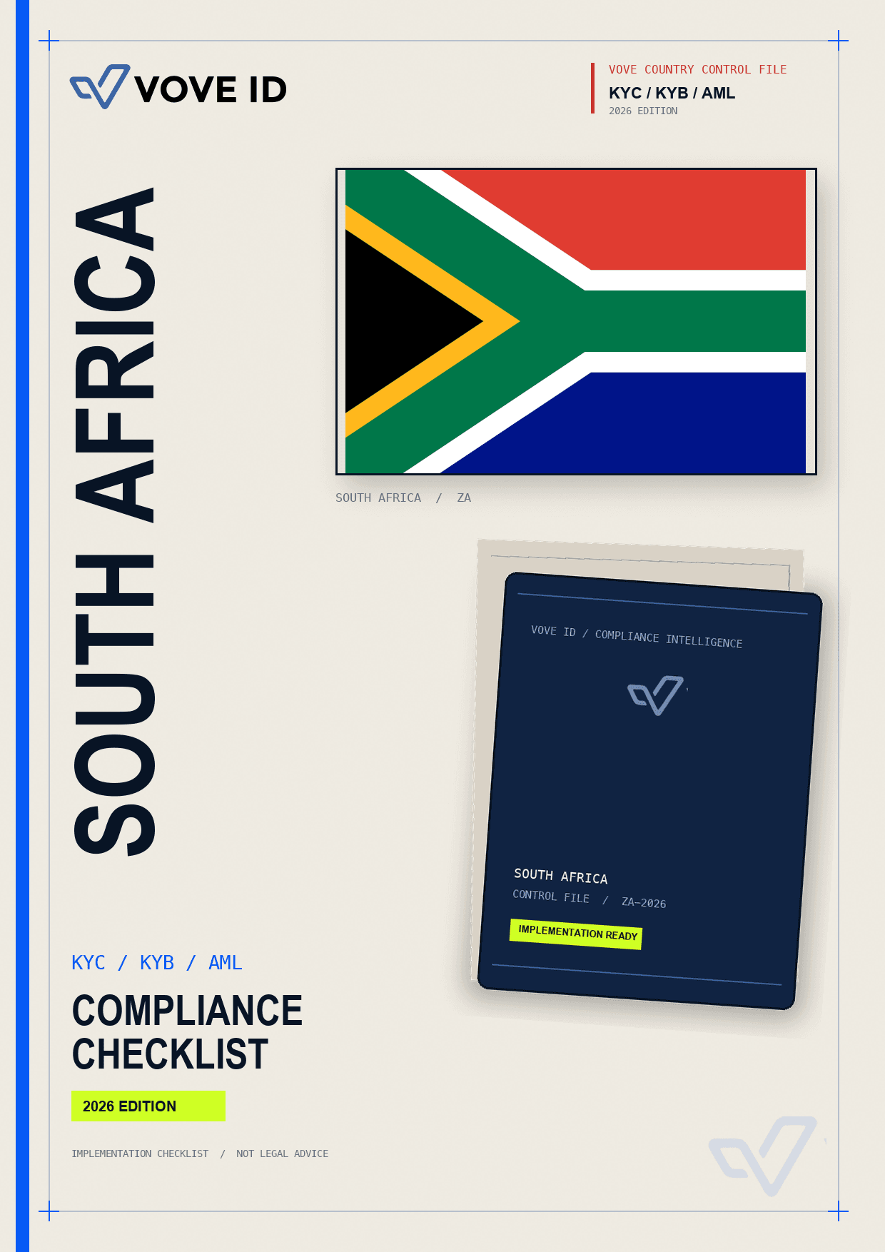 Afrique du Sud KYC, KYB and AML compliance checklist cover