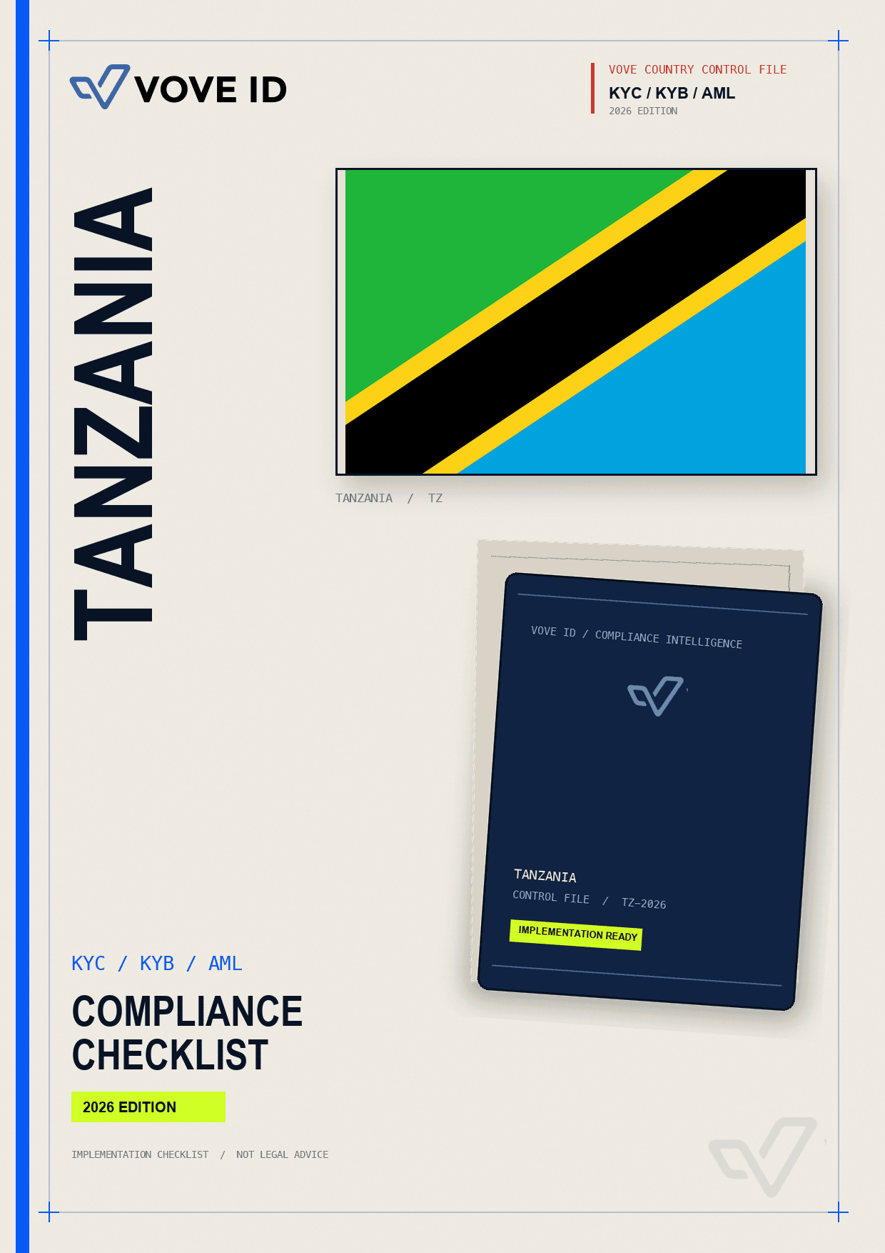 Tanzanie KYC, KYB and AML compliance checklist cover