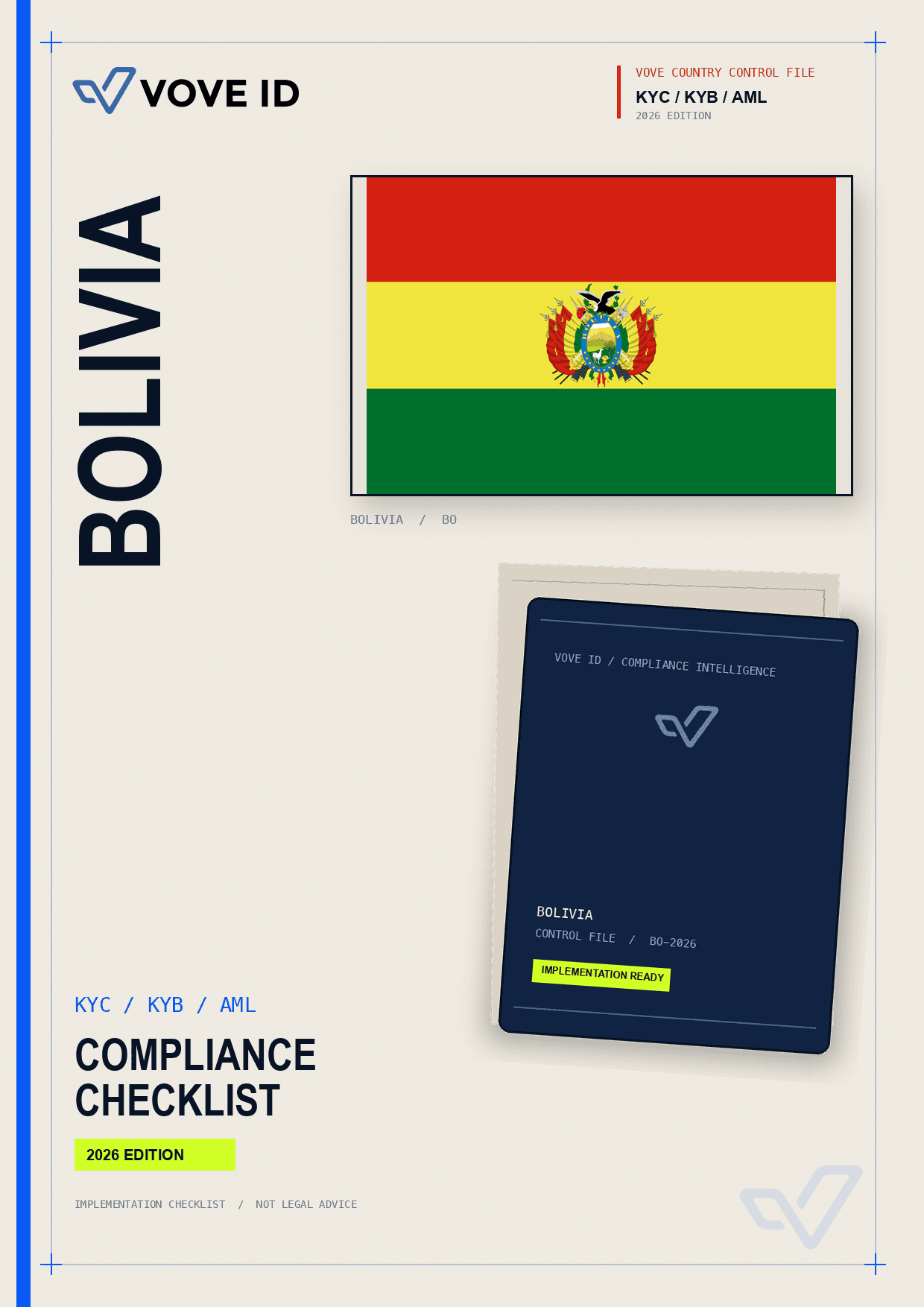 Bolivia KYC, KYB and AML compliance checklist cover