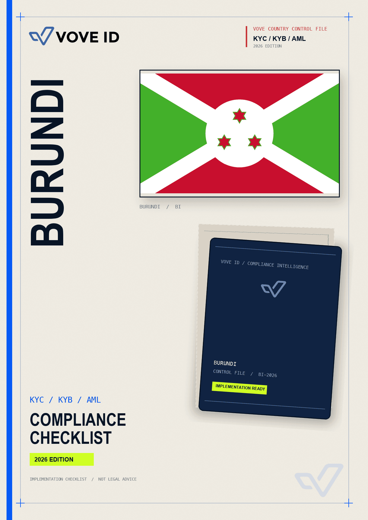 Burundi KYC, KYB and AML compliance checklist cover