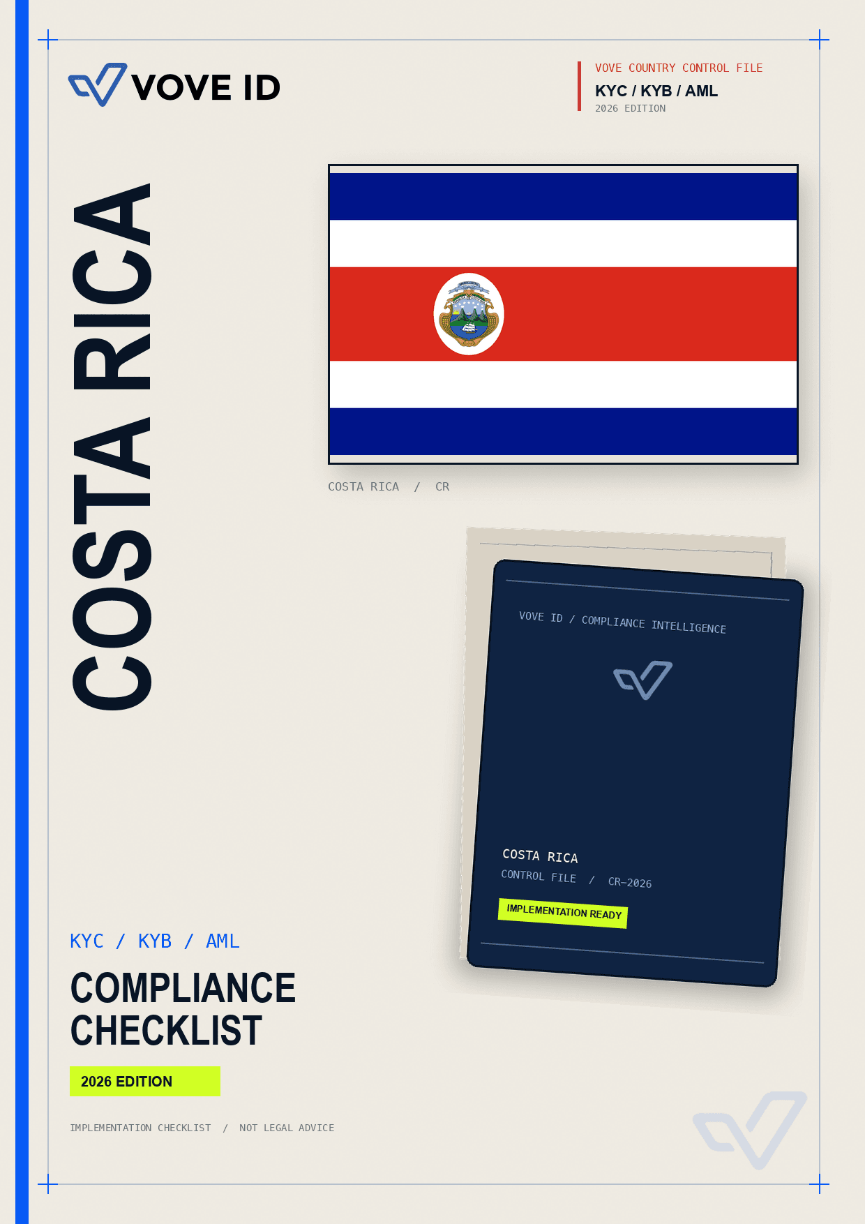 Costa Rica KYC, KYB and AML compliance checklist cover