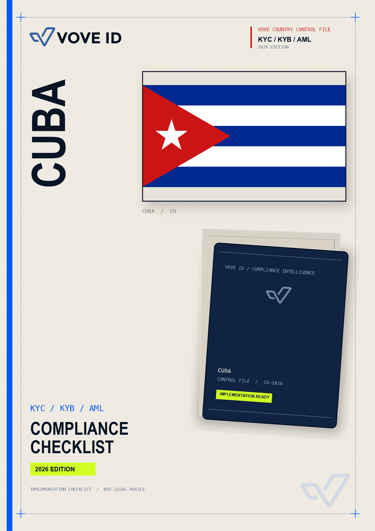 Cuba KYC, KYB and AML compliance checklist cover