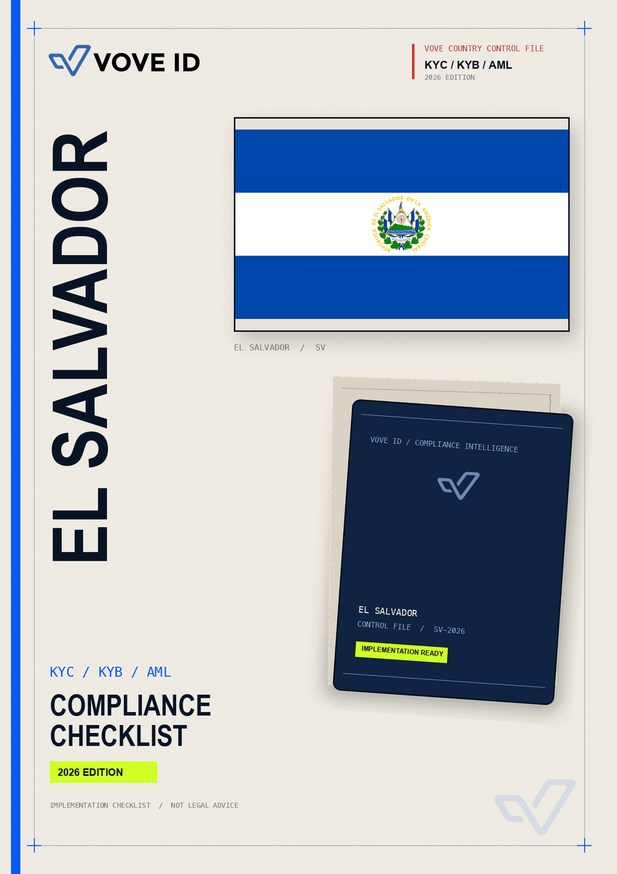 El Salvador KYC, KYB and AML compliance checklist cover