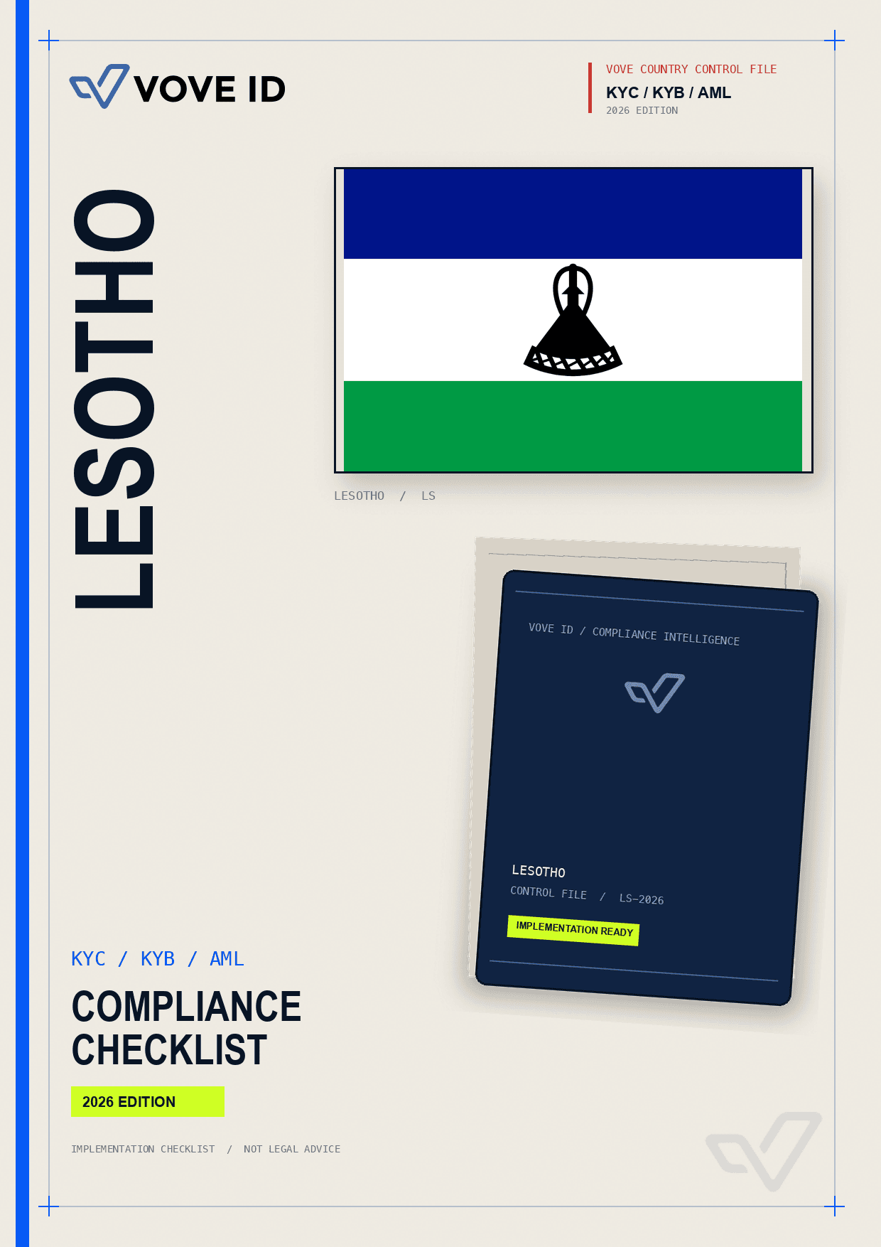 Lesotho KYC, KYB and AML compliance checklist cover