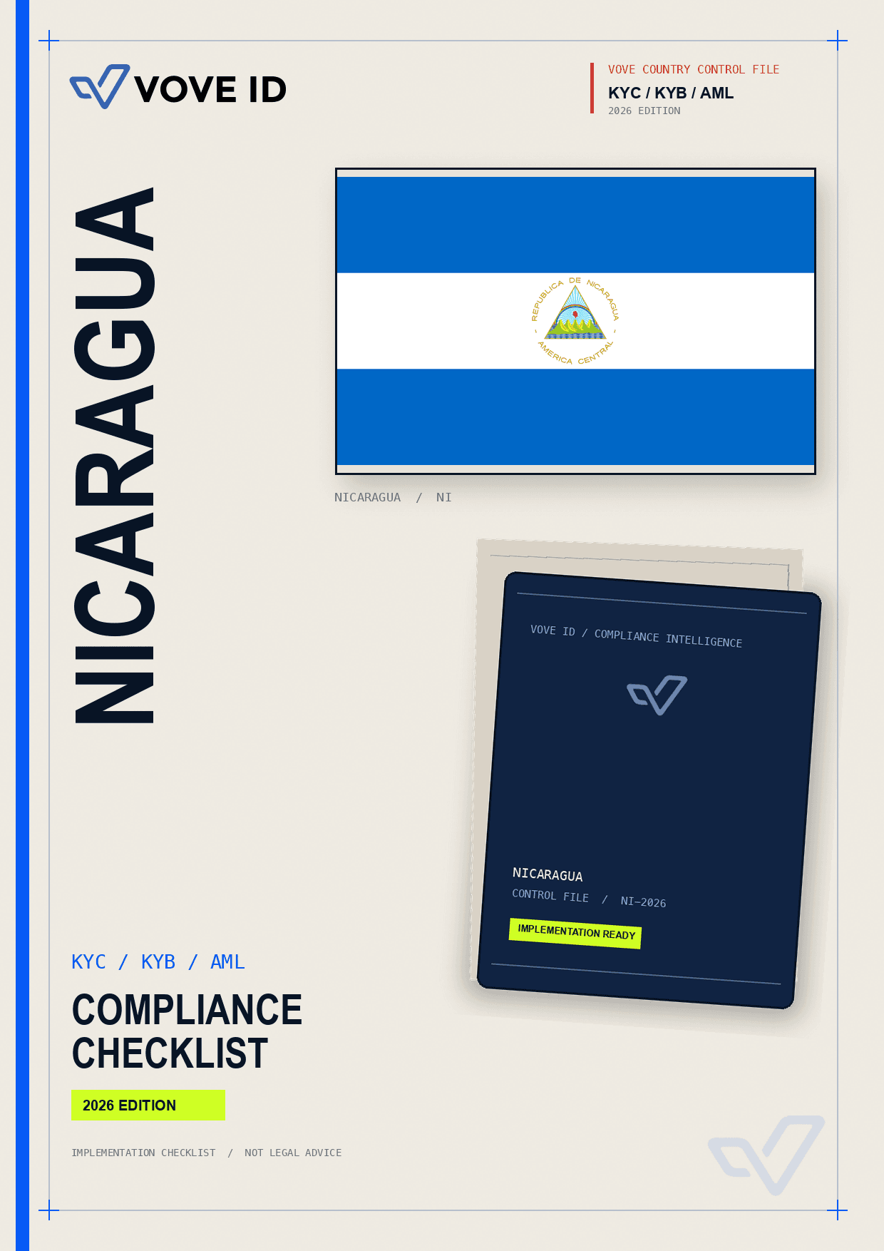 Nicaragua KYC, KYB and AML compliance checklist cover