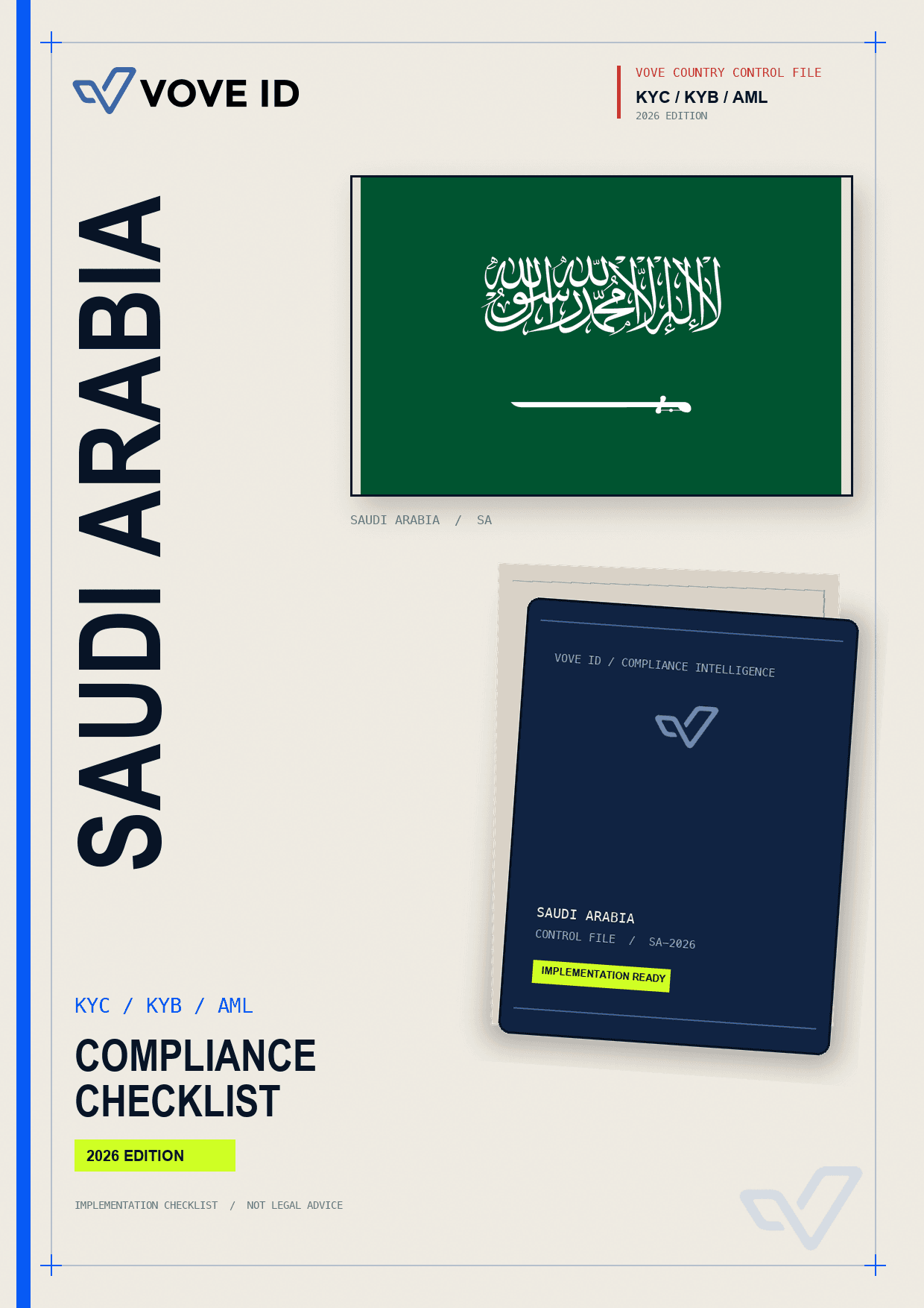 Saudi Arabia KYC, KYB and AML compliance checklist cover