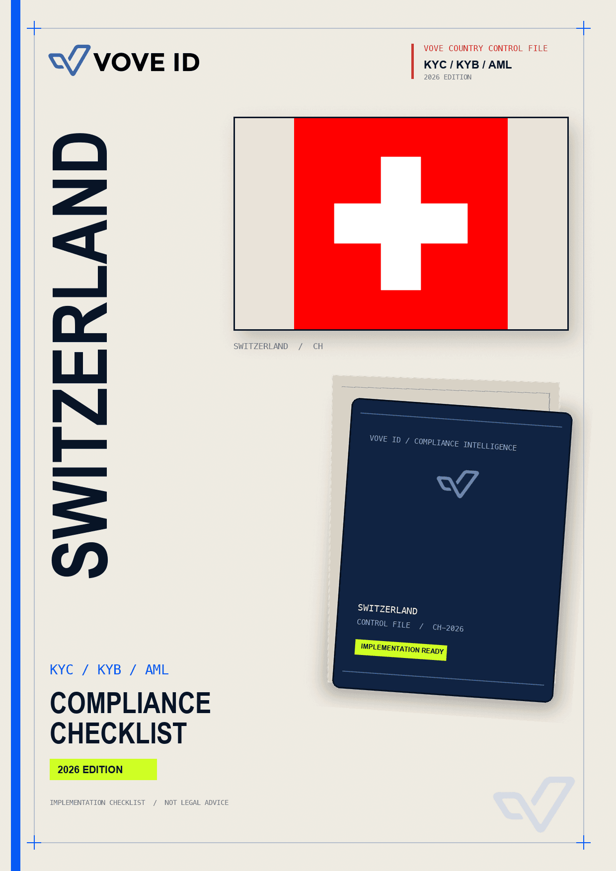 Switzerland KYC, KYB and AML compliance checklist cover
