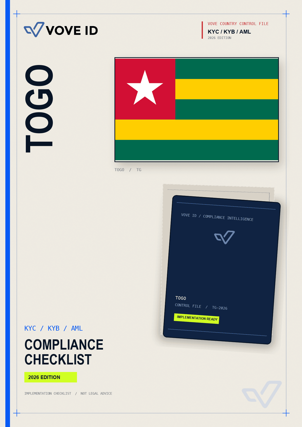 Togo KYC, KYB and AML compliance checklist cover