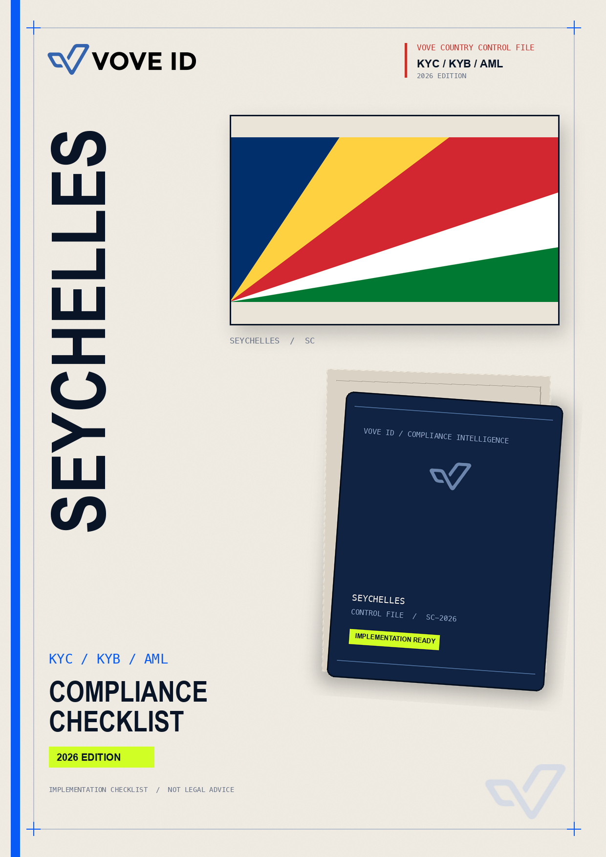 Cover of the VOVE ID Seychelles KYC, KYB and AML compliance checklist